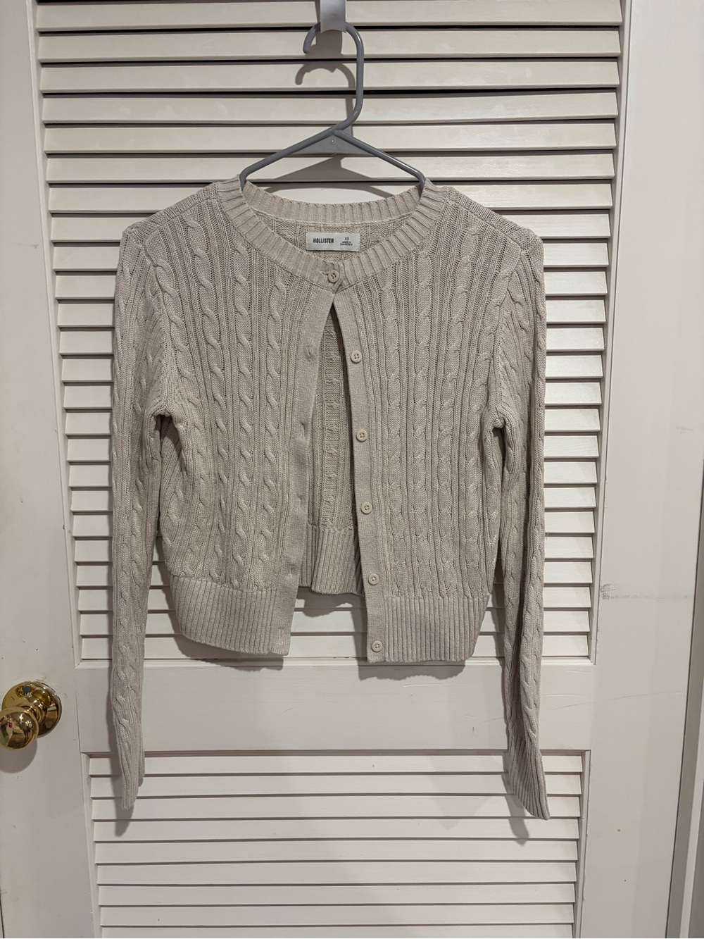 Hollister Cream Cable-Textured Button Front Cardigan